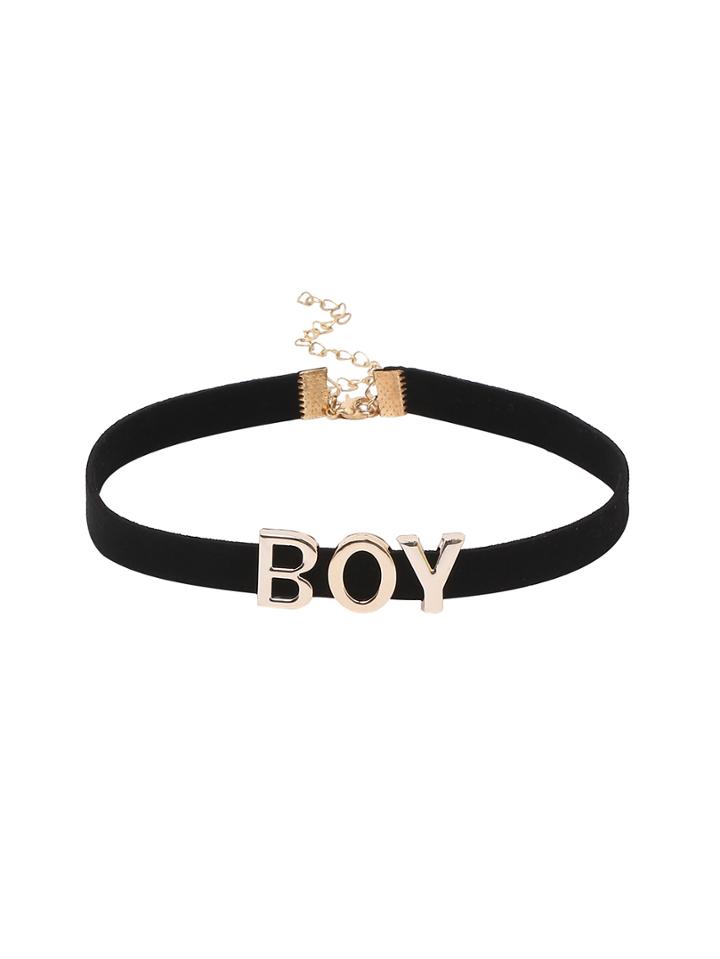 Shein Boy Letter Black Velvet Choker