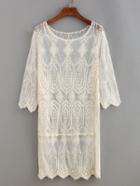 Shein Embroidered Mesh Shift Dress