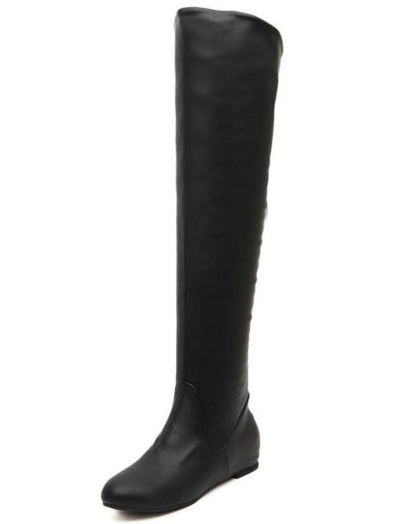 Shein Black Zipper Pu High Boots