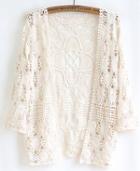 Shein Apricot Long Sleeve Lace Cardigan Blouse