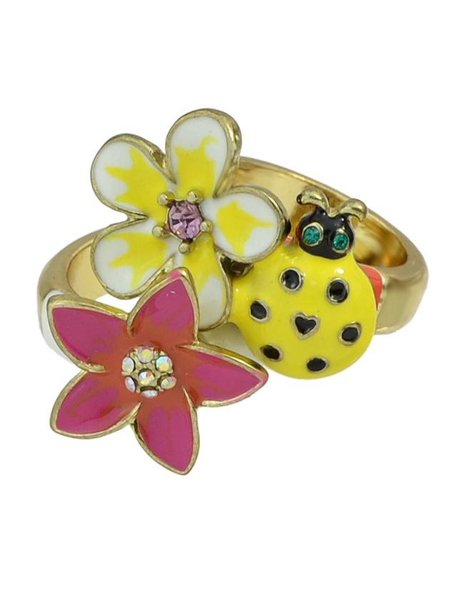 Shein Colorful Enamel Flower Rings Set