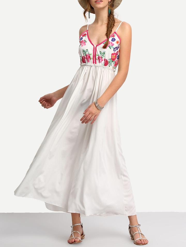 Shein Spaghetti Strap Florals Backless Beach Dress