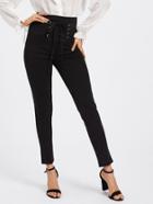Shein Eyelet Lace Up Empire Pants