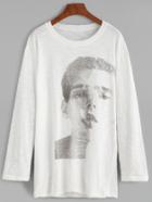 Shein White Avatar Print Slub T-shirt