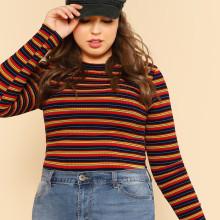 Shein Plus Striped Tight Tee