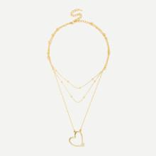 Shein Heart Pendant Beaded Layered Necklace
