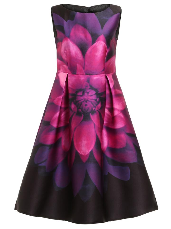 Shein Florals A-line Dress With Zipper