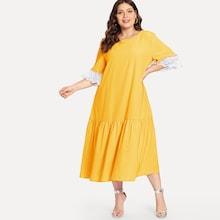 Shein Plus Lace Applique Ruffle Hem Dress