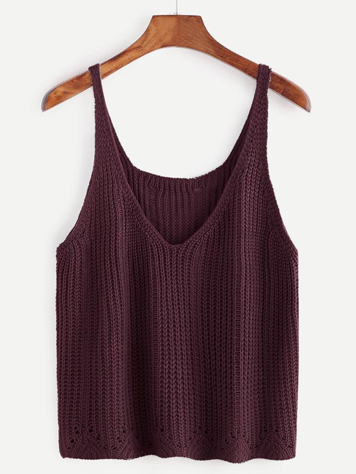 Shein Dark Red V Neck Sweater Vest