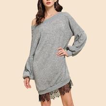 Shein Contrast Lace Drop Shoulder Dress