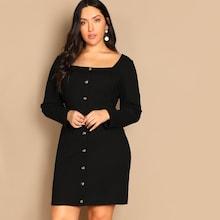 Shein Plus Form Fitting Buttoned Dress