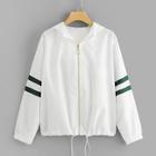 Shein Drawstring Hem O-ring Zip Up Jacket