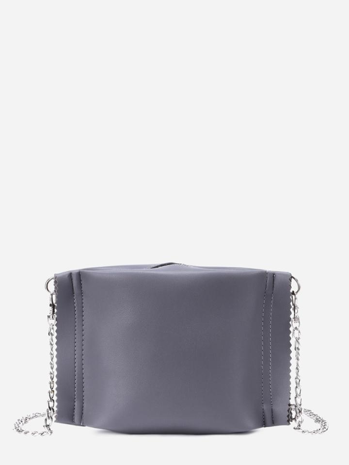 Shein Dark Grey Faux Leather Zip Closure Chain Bag