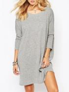 Shein Long Sleeve Open Back Loose Dress