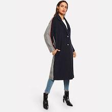 Shein Notch Collar Cut And Sew Coat