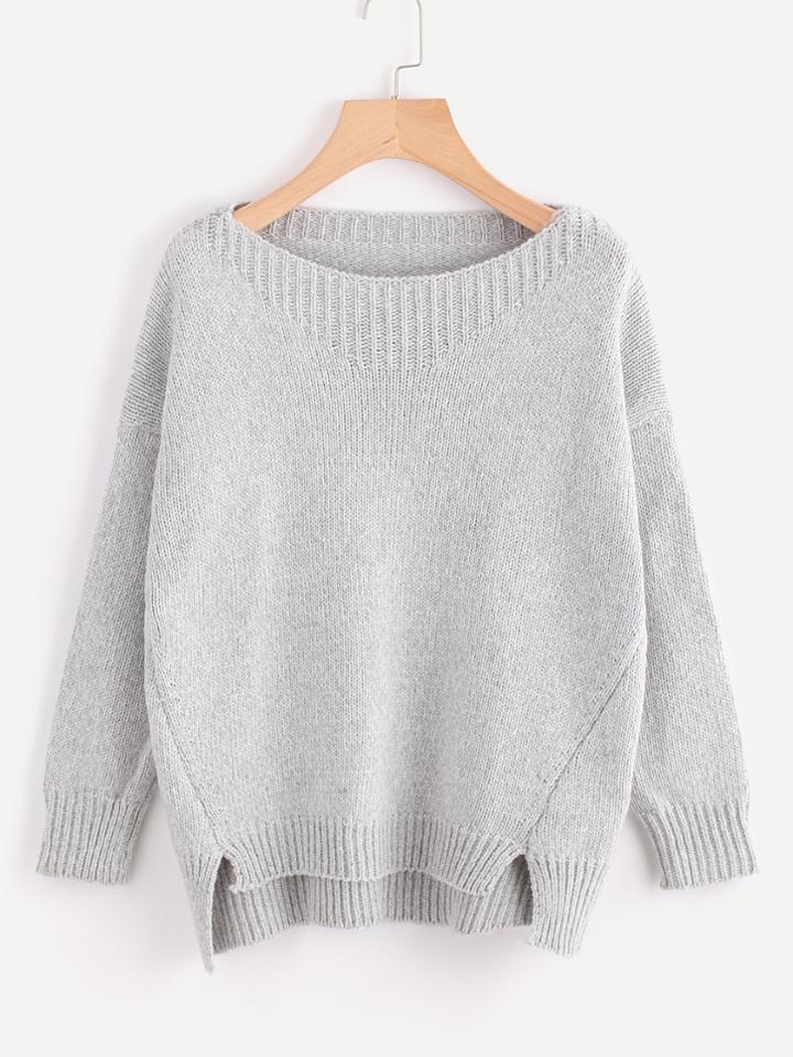 Shein Drop Shoulder Slit Side High Low Jumper