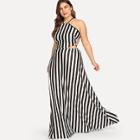 Shein Plus Vertical Stripe Halter Dress