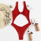 Shein Cut-out Plain Swimsuit