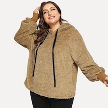 Shein Plus Heather Grey Teddy Hoodie