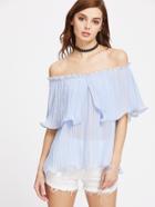 Shein Frilled Pleated Off Shoulder Top
