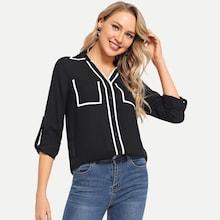 Shein Button Up Tab Sleeve Shirt