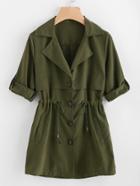 Shein Rolled Sleeve Drawstring Waist Trench Coat