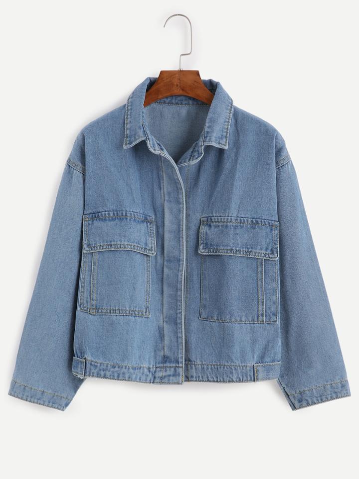 Shein Blue Boyfriend Style Denim Jacket