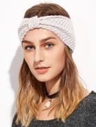 Shein Beige Knotted Textured Knit Headband