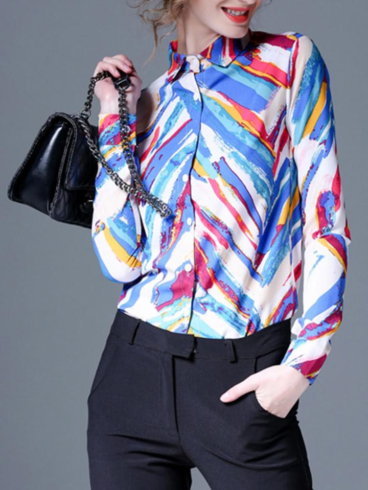 Shein Brushstroke Print Point Collar Shirt