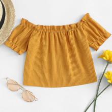 Shein Off The Shoulder Frill Crop Tee