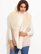 Shein Pink Oversized Shawl Collar Faux Shearling Vest