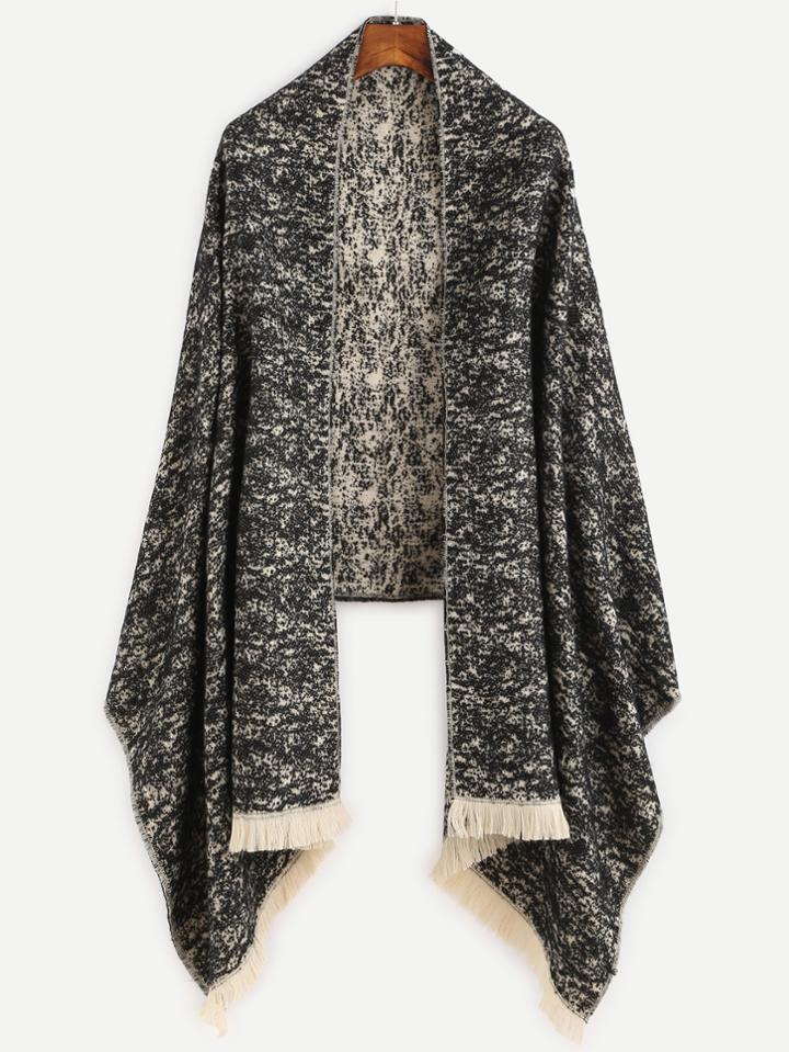 Shein Black Mottle Eyelash Fringe Scarf
