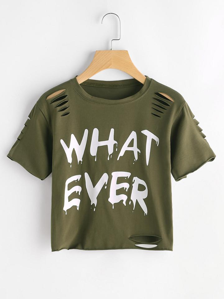 Shein Graphic Print Ripped Tee