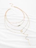 Shein Crystal And Bar Multi-layer Chain Necklace