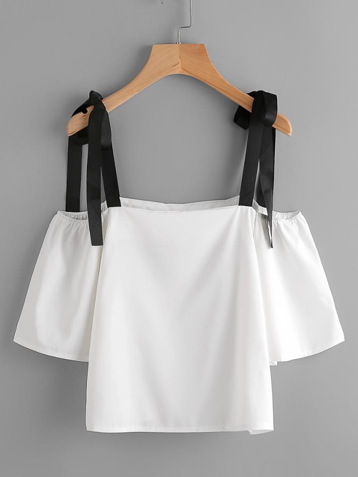 Shein Contrast Tie Strap Top