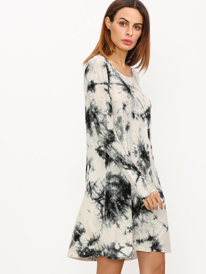 Shein Tie-dye Long Sleeve Tee Dress