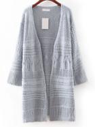 Shein Grey Hollow Plain Long Cardigan