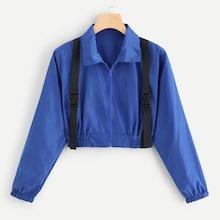 Shein Zip Front Elastic Cuff Jacket