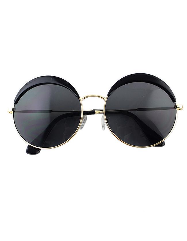 Shein Fashionable Round Black Oversized Sunglasses
