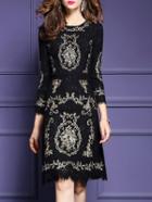 Shein Flowers Embroidered Lace Sheath Dress