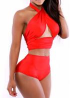 Rosewe New Arrival Two Pieces Design Orange Swimwear For Woman