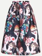 Shein Black Girl Graphic Print Skirt