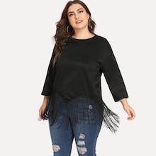 Shein Plus Fringe Detail Solid Tee
