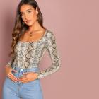Shein Snake Pattern Square Neck Tee