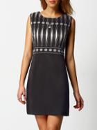 Shein Black Sleeveless Geometric Embroidered Slim Dress