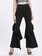Shein Flounce Trim Ribbed Flare Pants