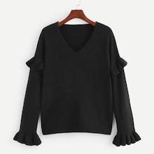 Shein Solid Flounce Sleeve Jumper