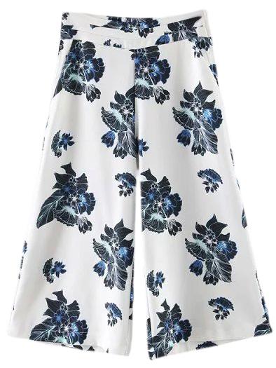 Shein Multicolor Pockets Zipper Side Print Wide Leg Pants