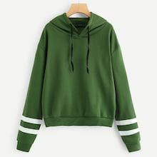Shein Plus Varsity Striped Hooded Sweatshirt