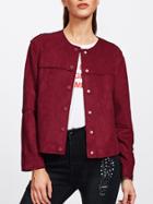 Shein Snap-button Suede Jacket